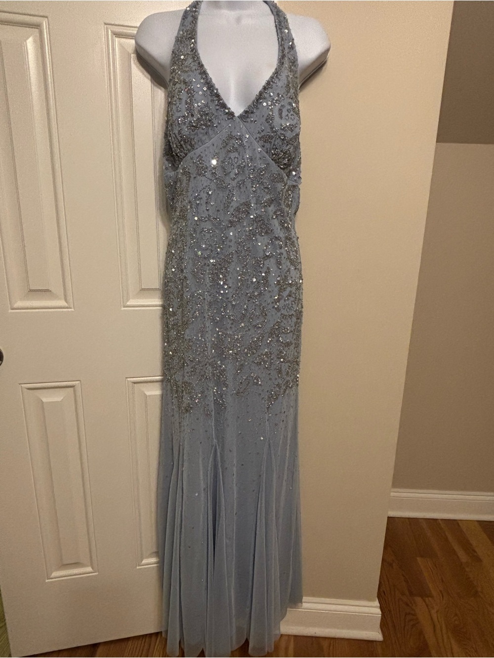 Adriana Papell Beaded Formal Halter Dress 12
